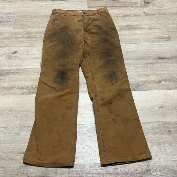 Carhartt Duck Utility Work Pants Mens 34x34 Flex Canvas Carpenter BN3279 READ DE